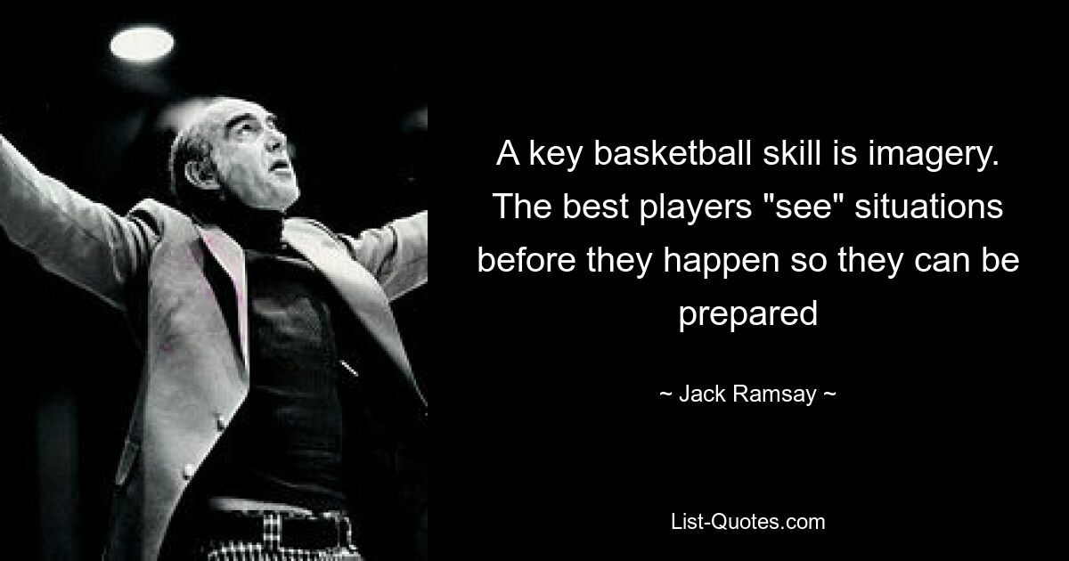 A key basketball skill is imagery. The best players "see" situations before they happen so they can be prepared — © Jack Ramsay