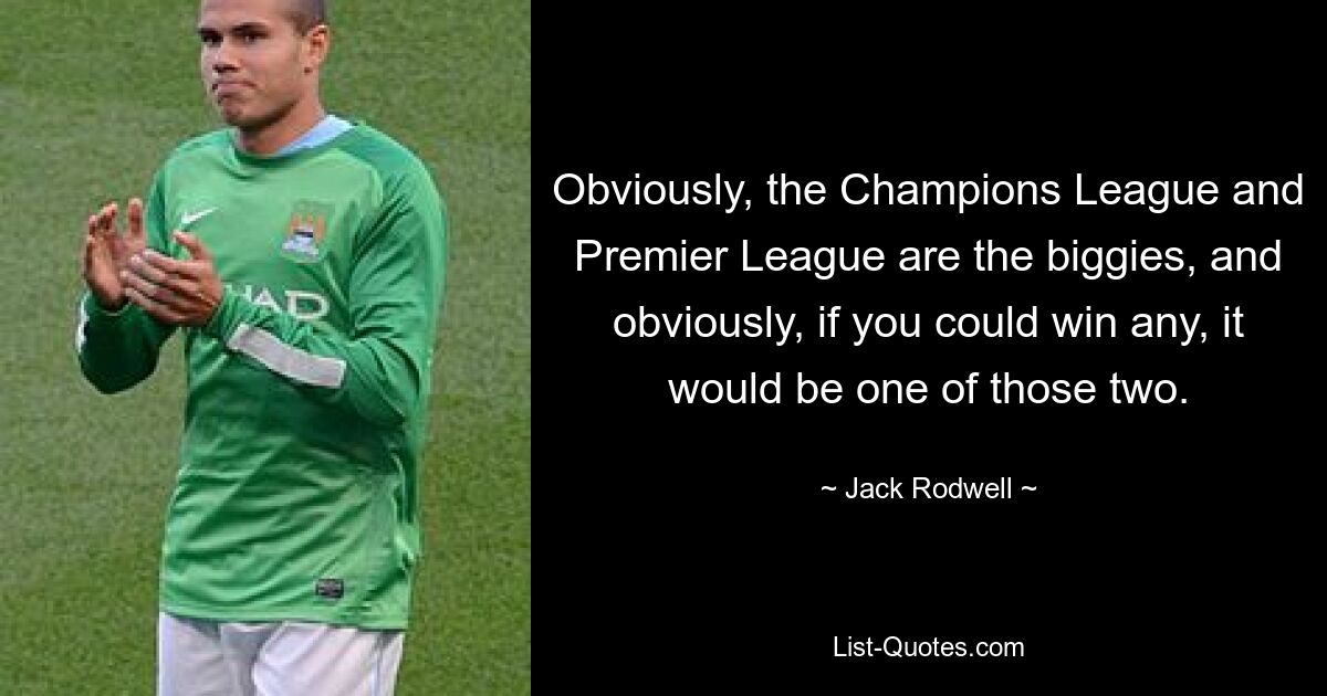 Obviously, the Champions League and Premier League are the biggies, and obviously, if you could win any, it would be one of those two. — © Jack Rodwell