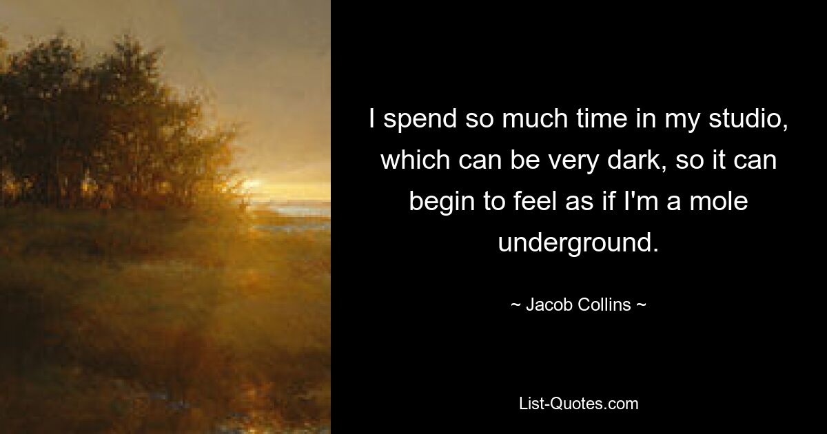 I spend so much time in my studio, which can be very dark, so it can begin to feel as if I'm a mole underground. — © Jacob Collins