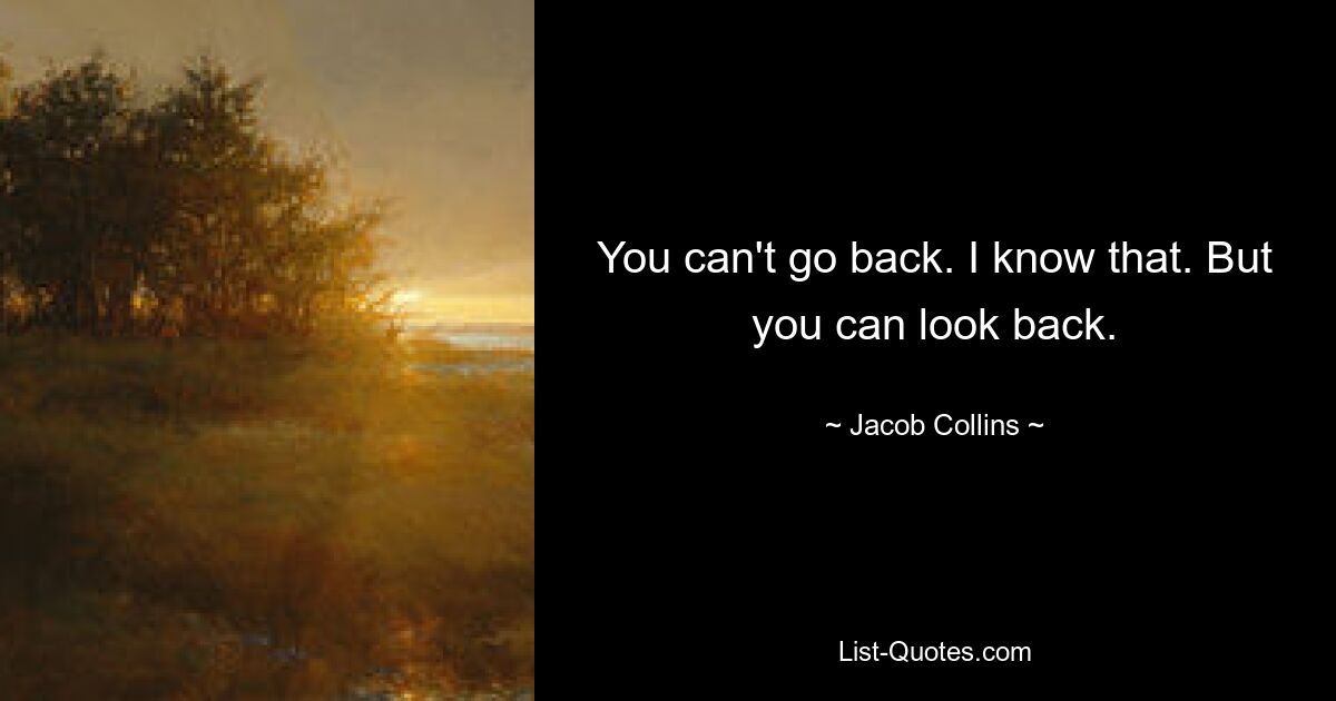 You can't go back. I know that. But you can look back. — © Jacob Collins