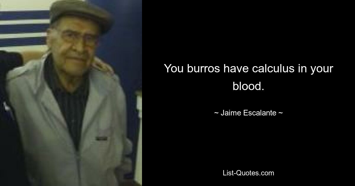 You burros have calculus in your blood. — © Jaime Escalante