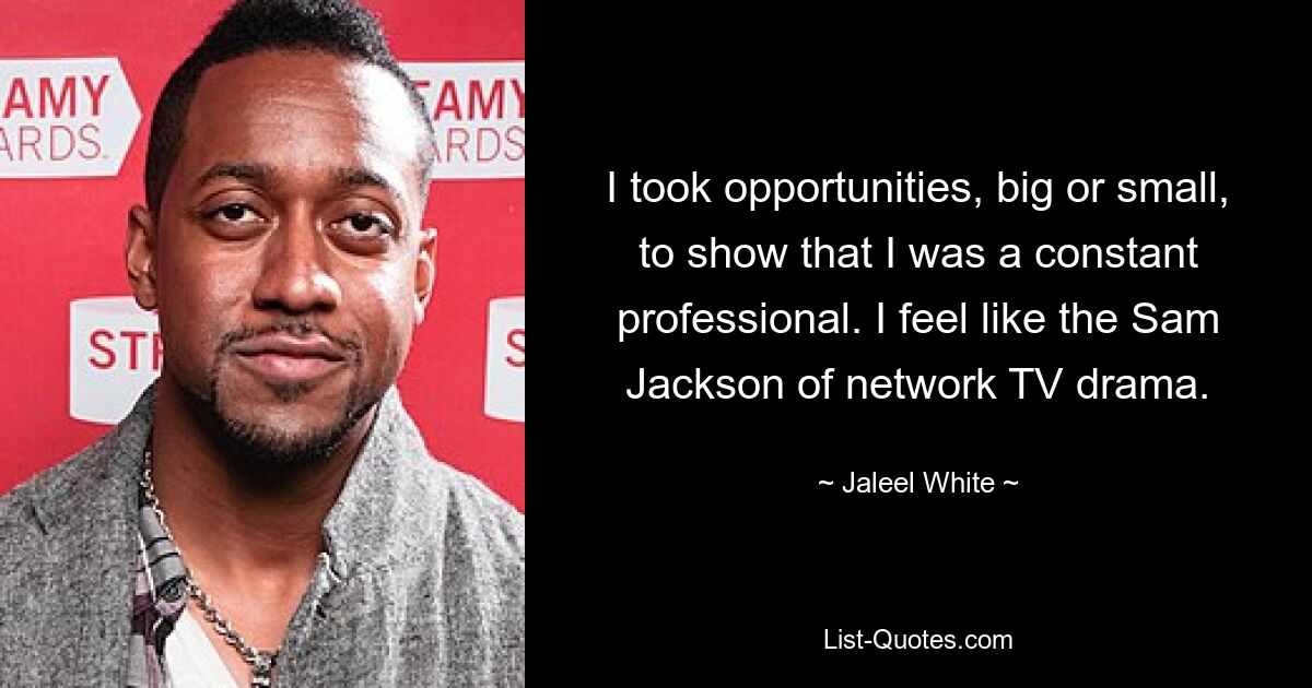 I took opportunities, big or small, to show that I was a constant professional. I feel like the Sam Jackson of network TV drama. — © Jaleel White