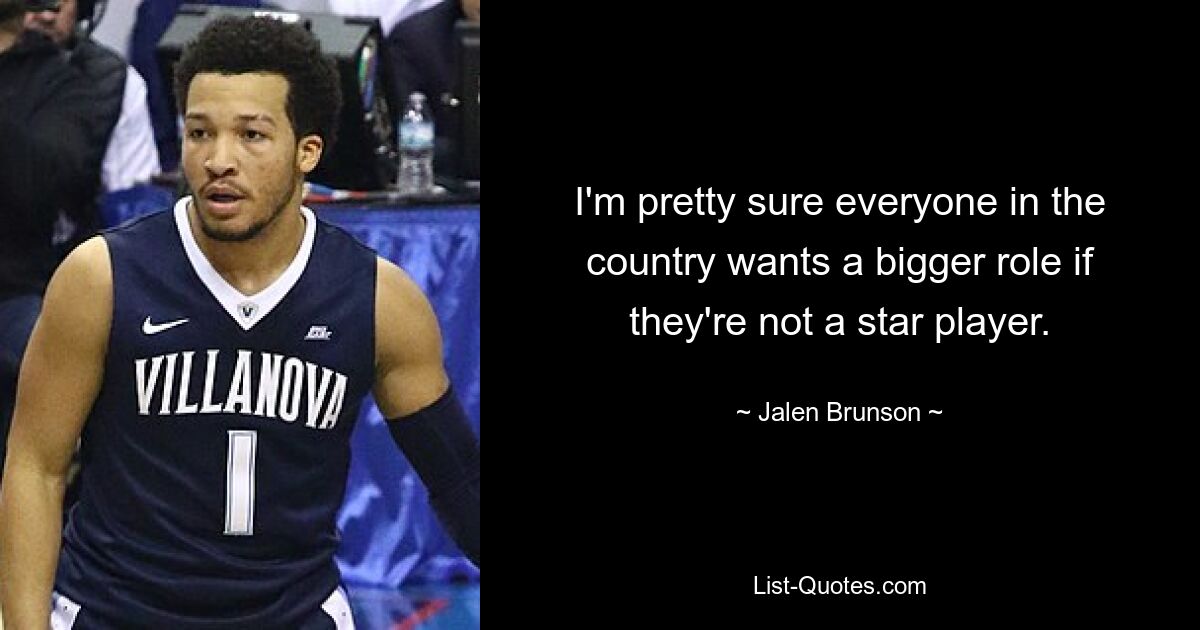 I'm pretty sure everyone in the country wants a bigger role if they're not a star player. — © Jalen Brunson