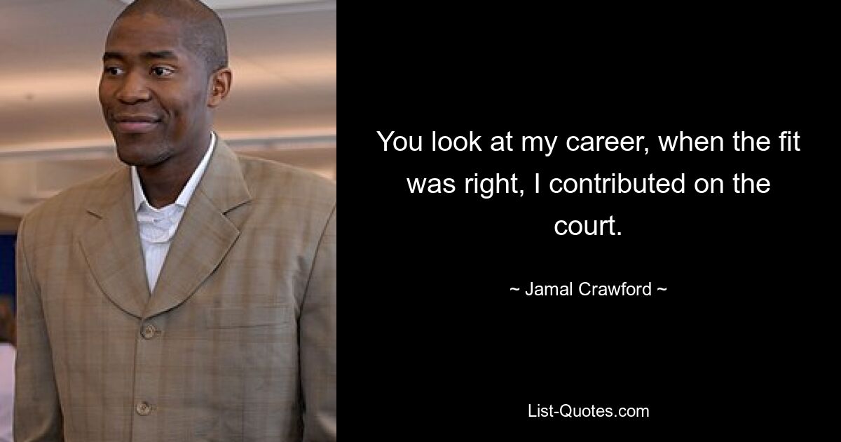 Schauen Sie sich meine Karriere an: Als die Passform stimmte, habe ich auf dem Platz meinen Beitrag geleistet. — © Jamal Crawford 