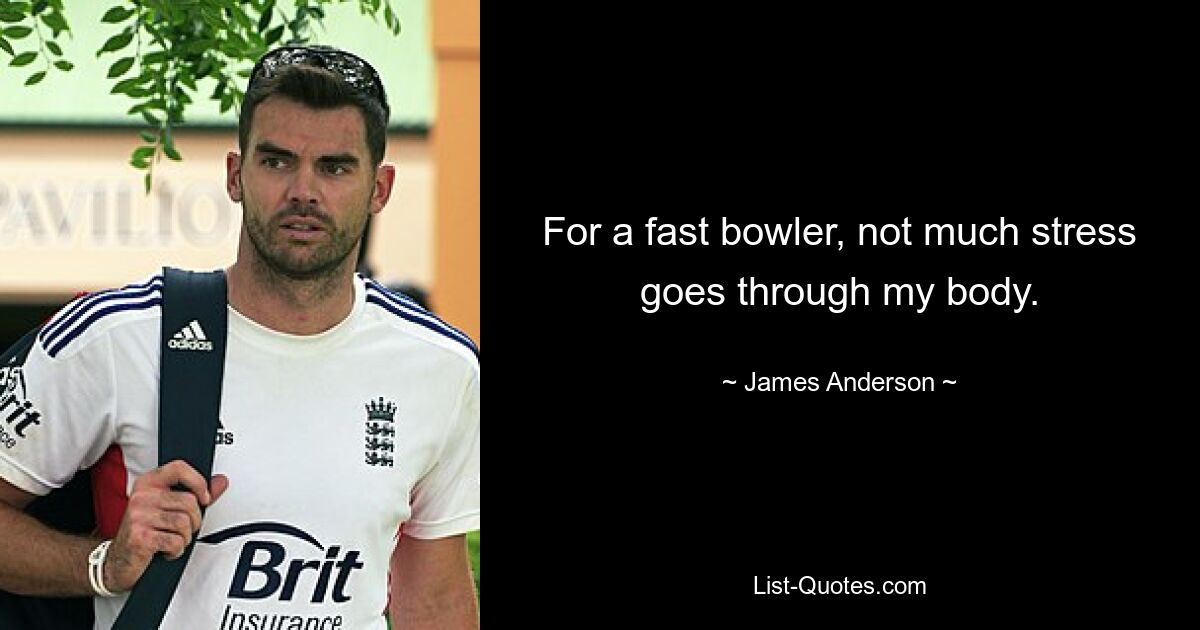 For a fast bowler, not much stress goes through my body. — © James Anderson