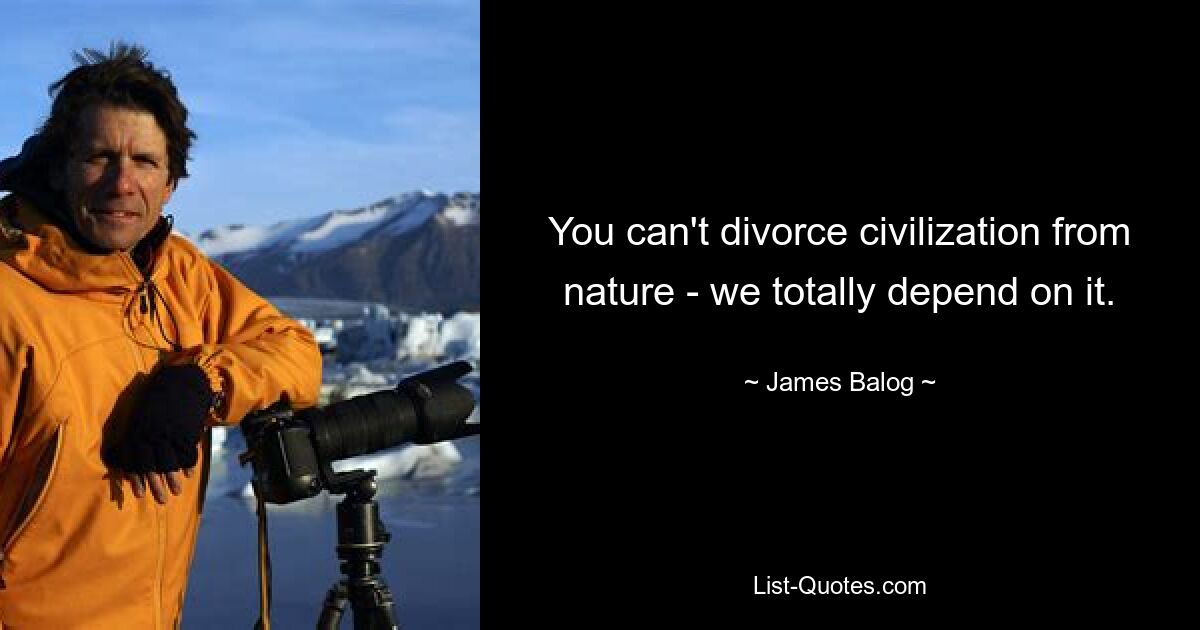 You can't divorce civilization from nature - we totally depend on it. — © James Balog