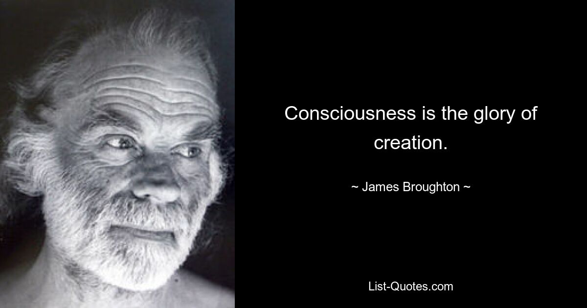 Consciousness is the glory of creation. — © James Broughton