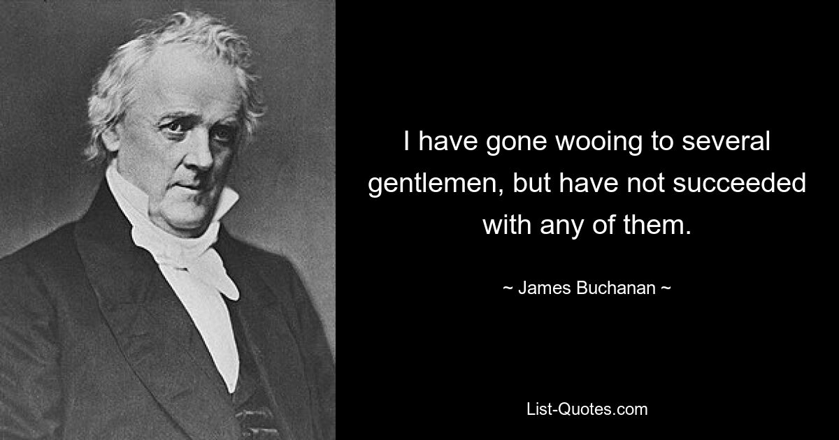 I have gone wooing to several gentlemen, but have not succeeded with any of them. — © James Buchanan