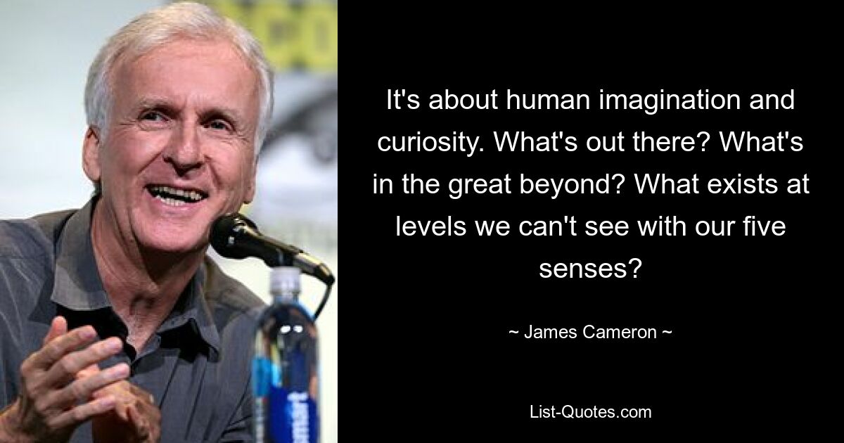 It's about human imagination and curiosity. What's out there? What's in the great beyond? What exists at levels we can't see with our five senses? — © James Cameron