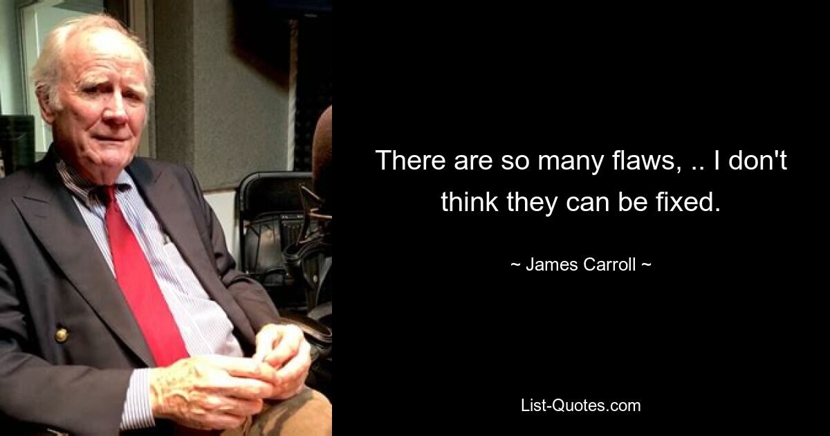 There are so many flaws, .. I don't think they can be fixed. — © James Carroll