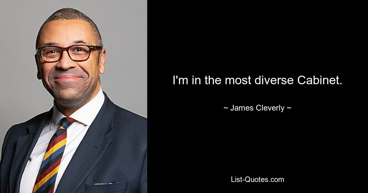 I'm in the most diverse Cabinet. — © James Cleverly