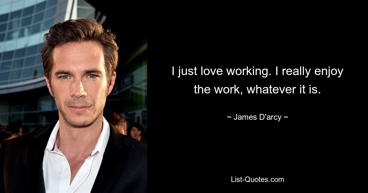 I just love working. I really enjoy the work, whatever it is. — © James D'arcy