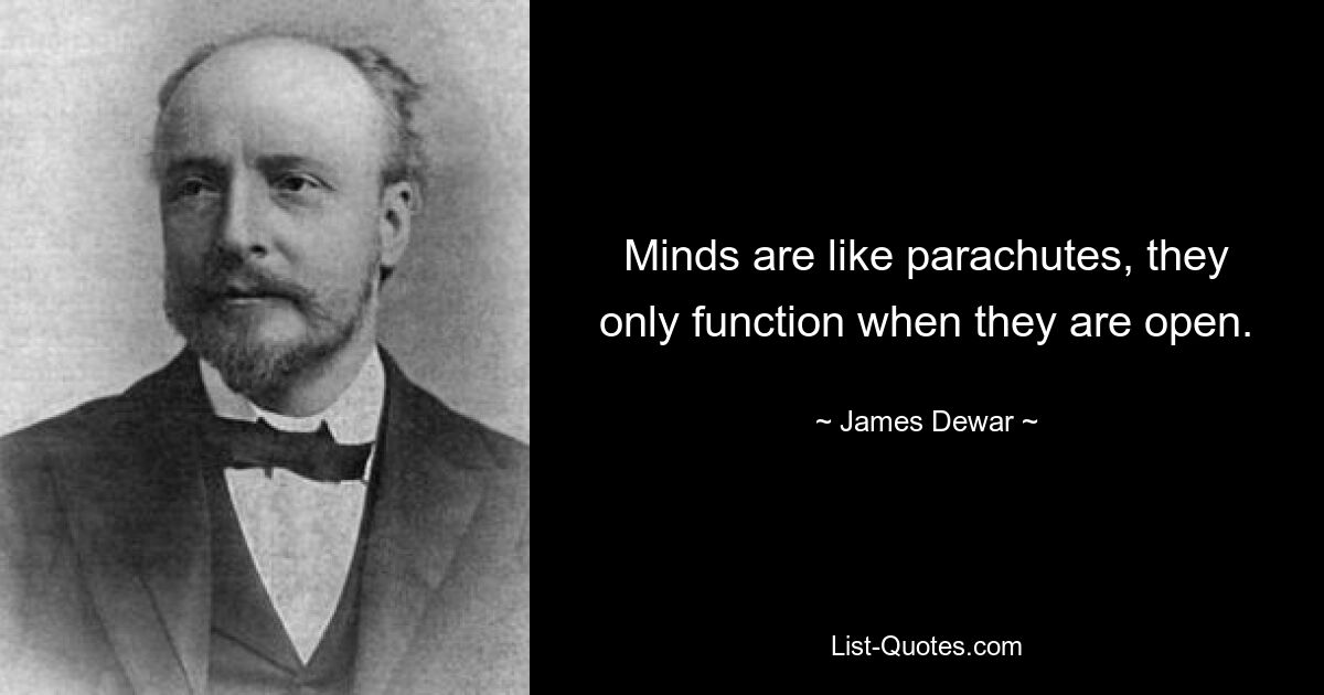 Minds are like parachutes, they only function when they are open. — © James Dewar