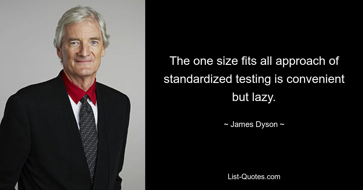 The one size fits all approach of standardized testing is convenient but lazy. — © James Dyson