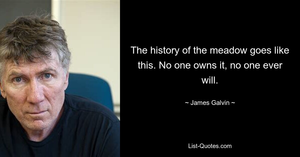 The history of the meadow goes like this. No one owns it, no one ever will. — © James Galvin