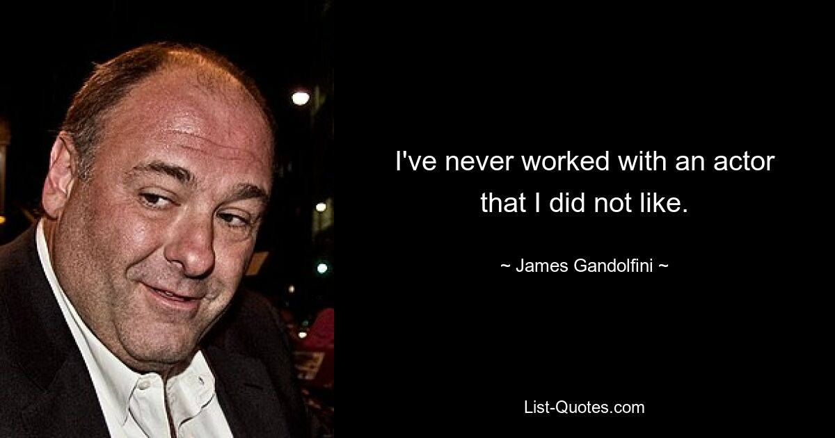 I've never worked with an actor that I did not like. — © James Gandolfini