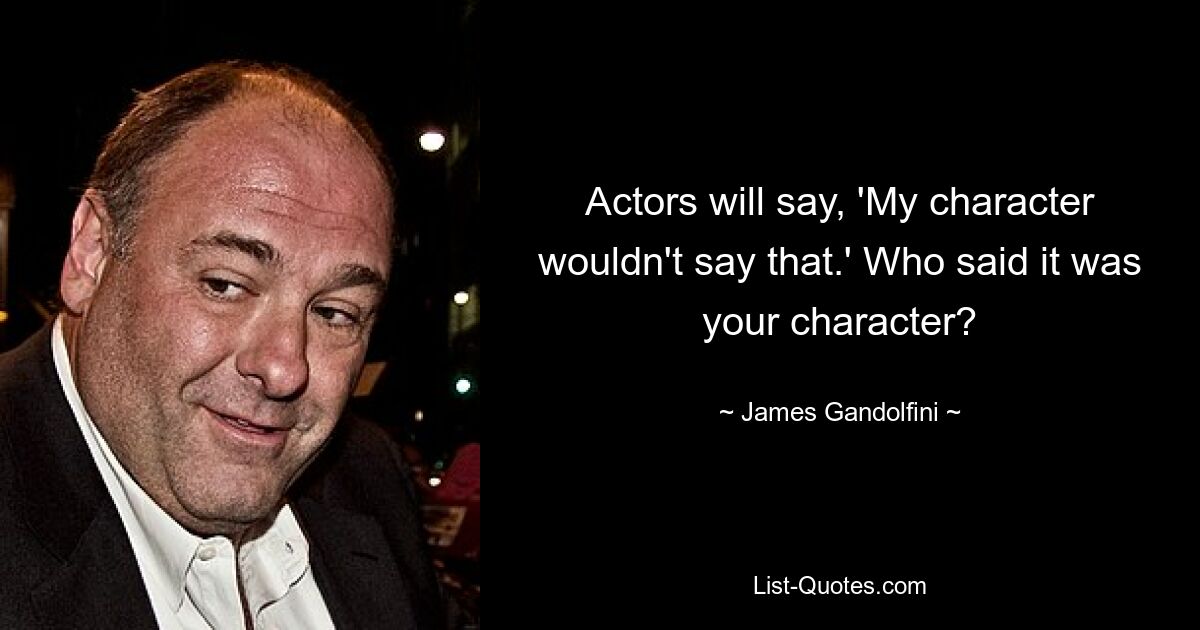 Actors will say, 'My character wouldn't say that.' Who said it was your character? — © James Gandolfini