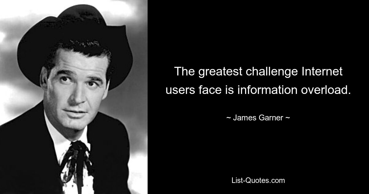 The greatest challenge Internet users face is information overload. — © James Garner