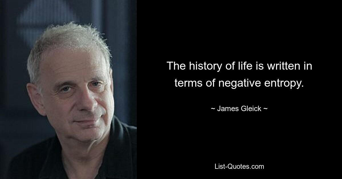 The history of life is written in terms of negative entropy. — © James Gleick