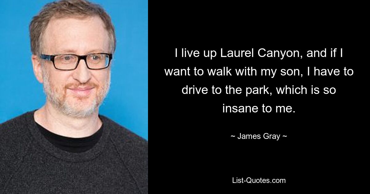 I live up Laurel Canyon, and if I want to walk with my son, I have to drive to the park, which is so insane to me. — © James Gray