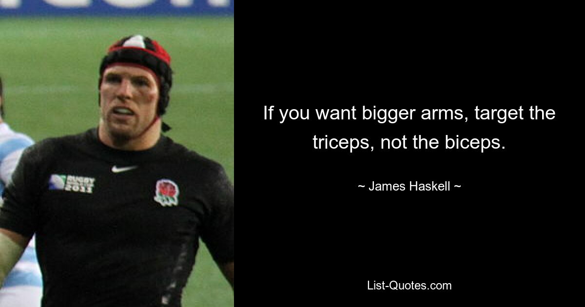 If you want bigger arms, target the triceps, not the biceps. — © James Haskell