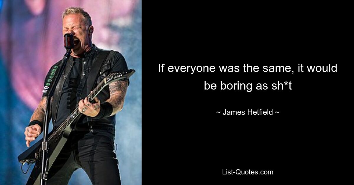 If everyone was the same, it would be boring as sh*t — © James Hetfield