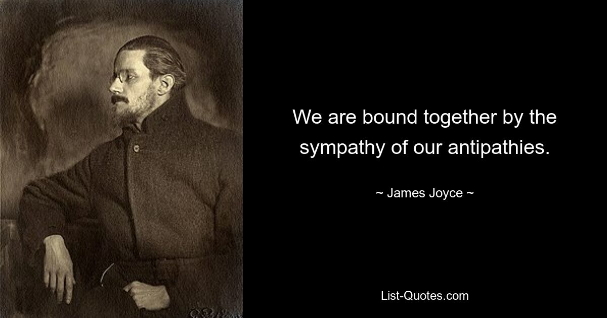 We are bound together by the sympathy of our antipathies. — © James Joyce