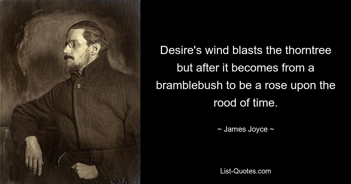 Desire's wind blasts the thorntree but after it becomes from a bramblebush to be a rose upon the rood of time. — © James Joyce