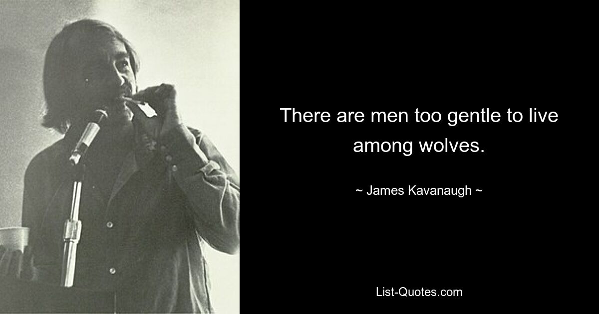 There are men too gentle to live among wolves. — © James Kavanaugh