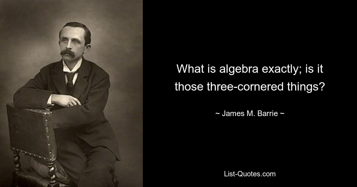 What is algebra exactly; is it those three-cornered things? — © James M. Barrie