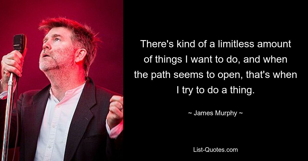 There's kind of a limitless amount of things I want to do, and when the path seems to open, that's when I try to do a thing. — © James Murphy