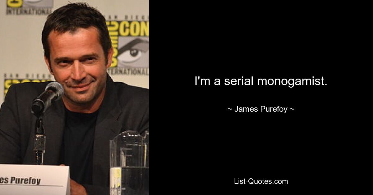 I'm a serial monogamist. — © James Purefoy