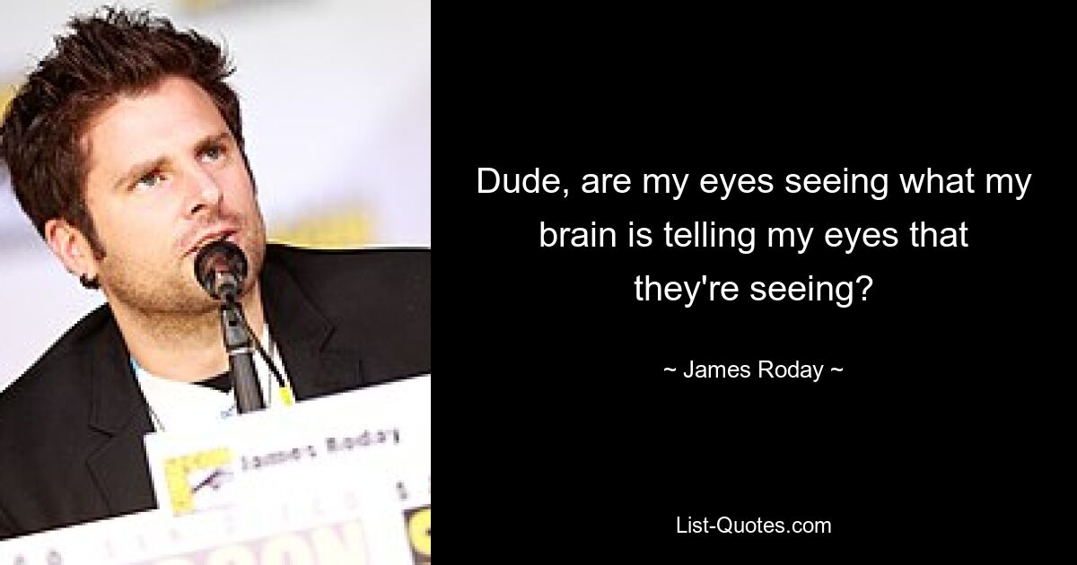 Dude, are my eyes seeing what my brain is telling my eyes that they're seeing? — © James Roday