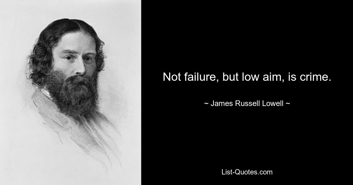 Not failure, but low aim, is crime. — © James Russell Lowell