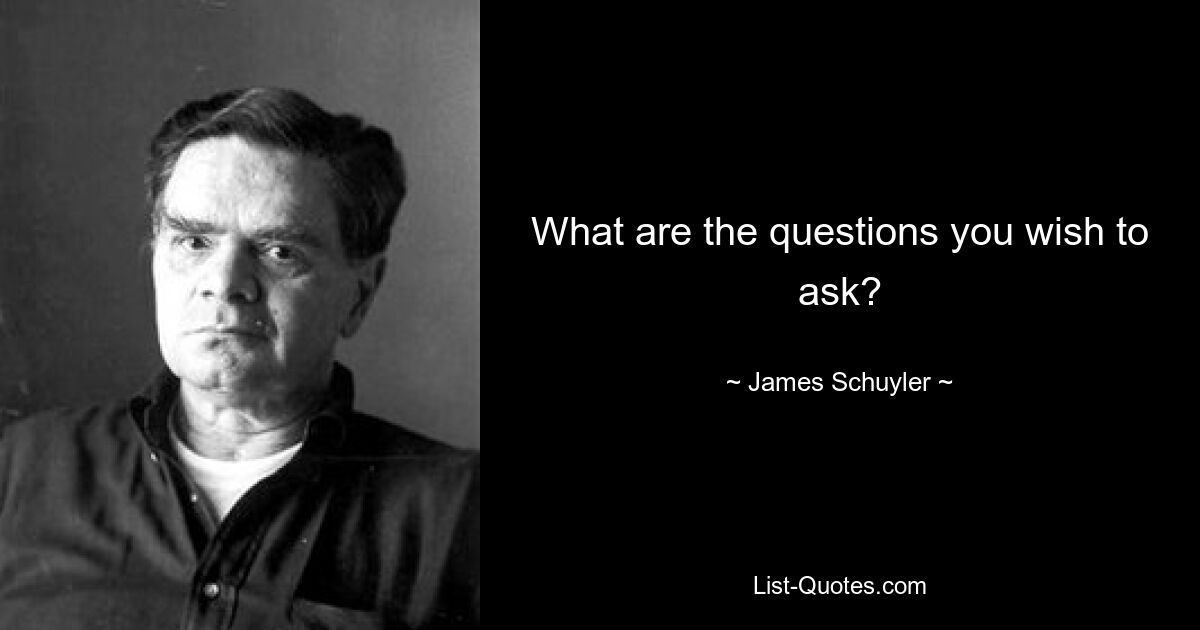 What are the questions you wish to ask? — © James Schuyler