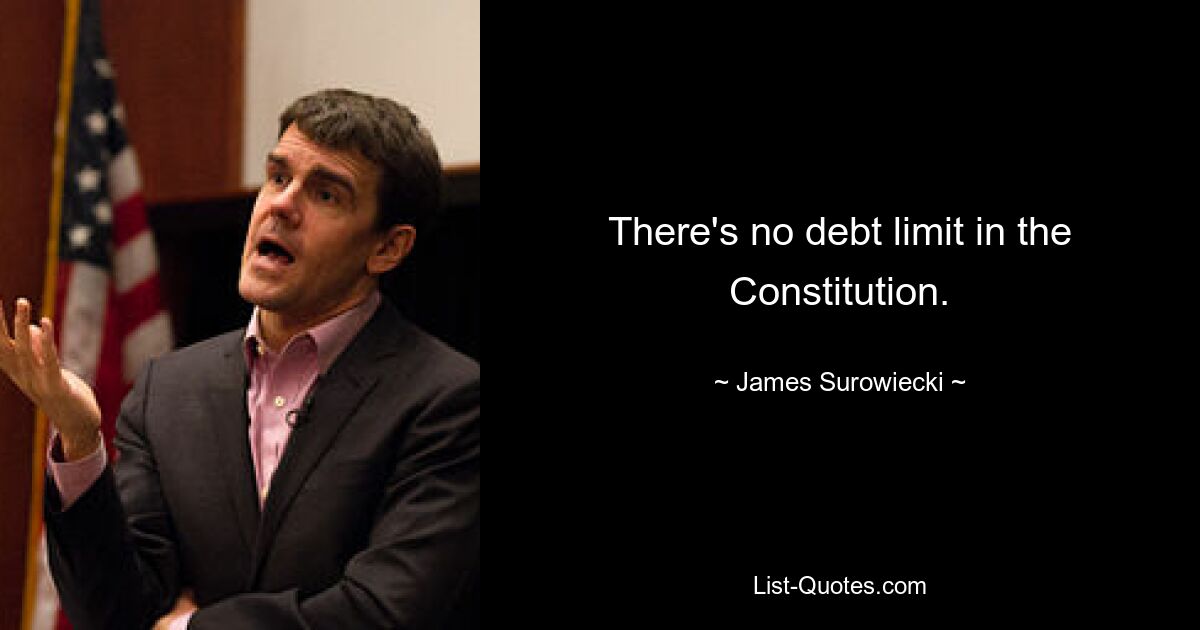 There's no debt limit in the Constitution. — © James Surowiecki