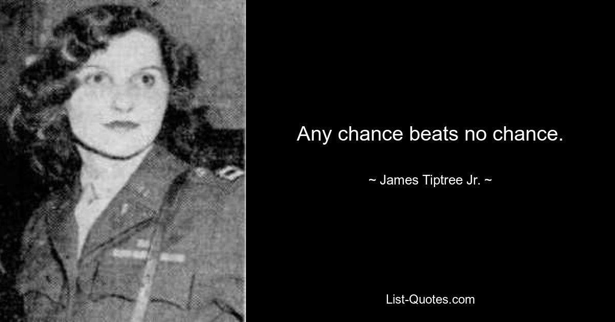 Any chance beats no chance. — © James Tiptree Jr.