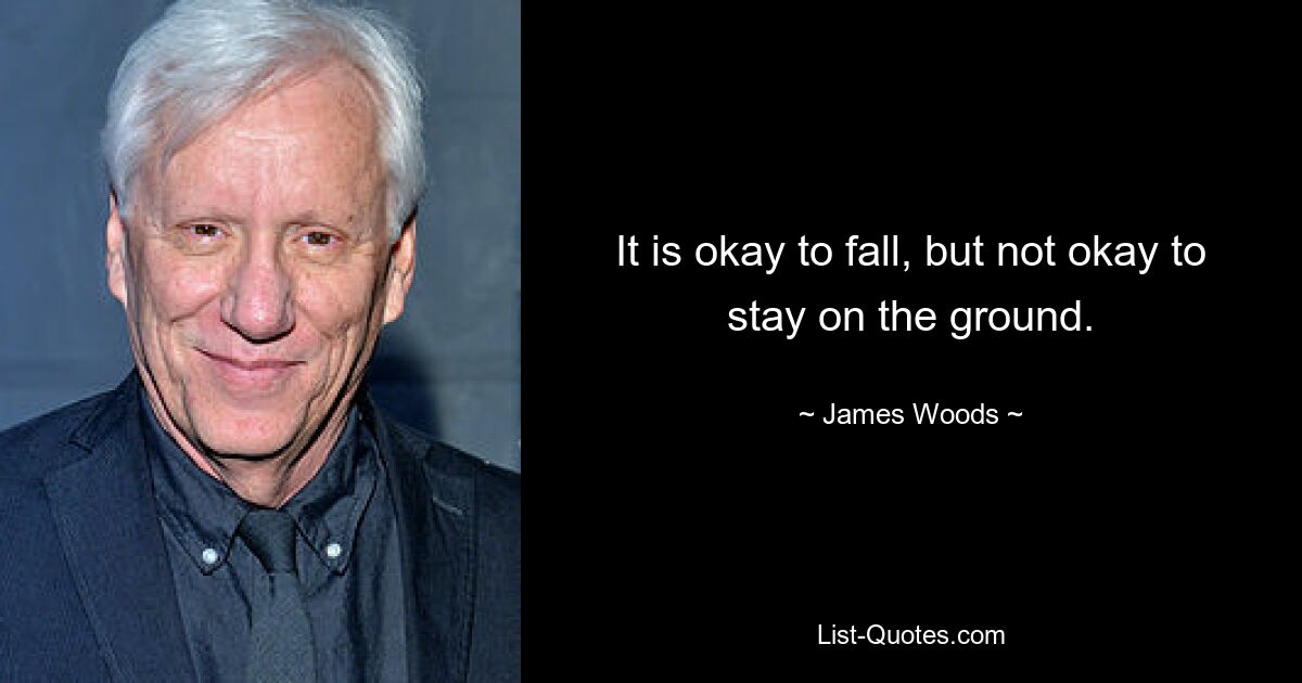 It is okay to fall, but not okay to stay on the ground. — © James Woods