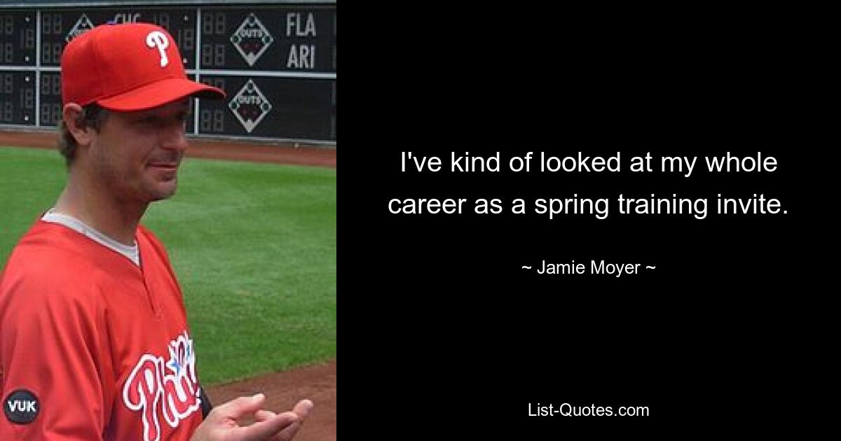 I've kind of looked at my whole career as a spring training invite. — © Jamie Moyer