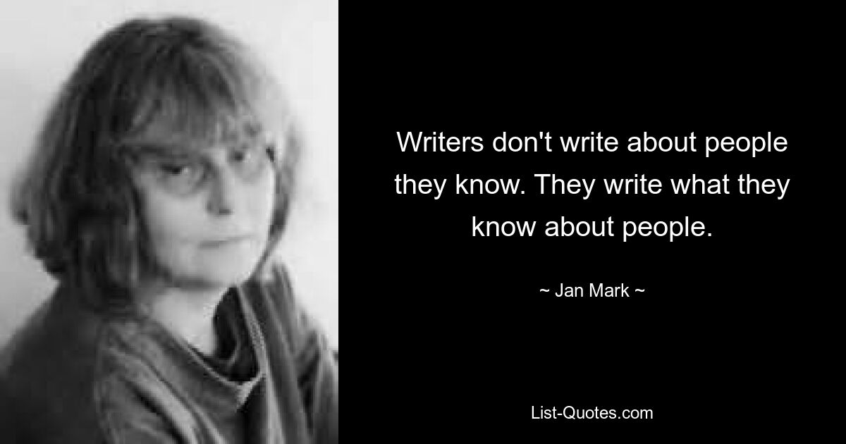 Writers don't write about people they know. They write what they know about people. — © Jan Mark