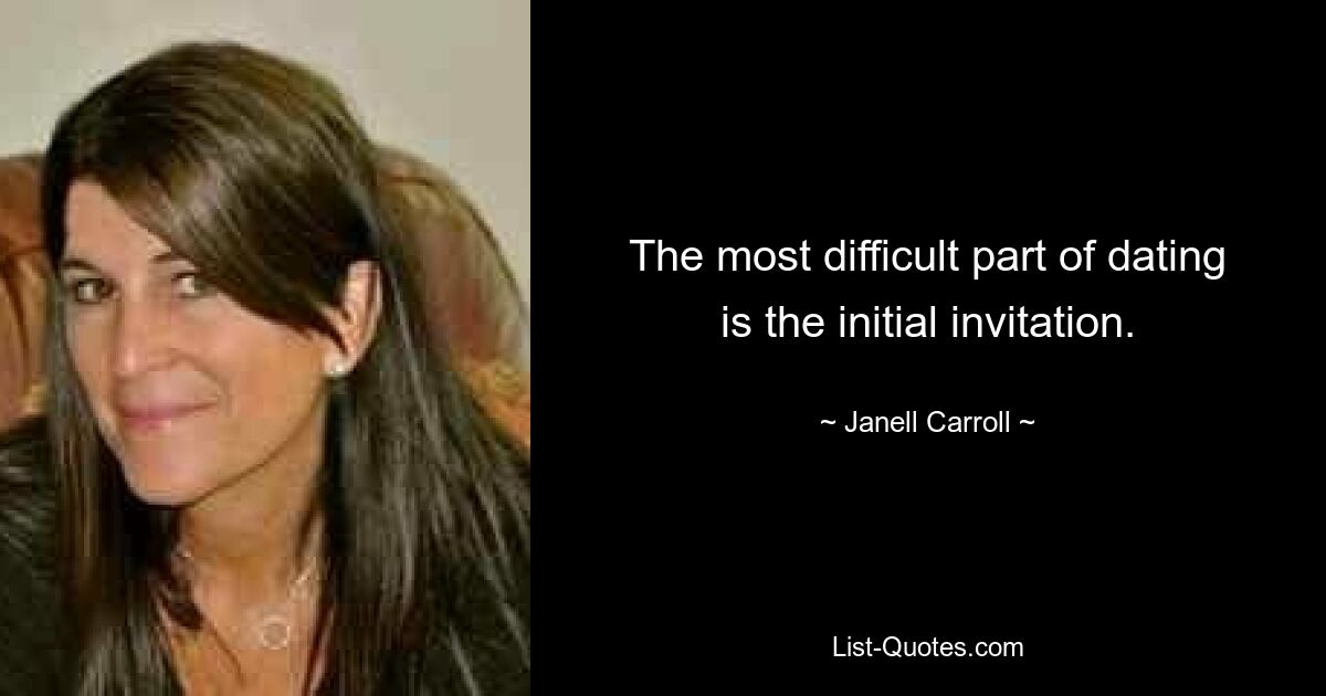 The most difficult part of dating is the initial invitation. — © Janell Carroll