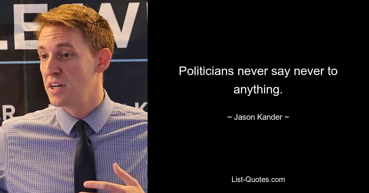 Politicians never say never to anything. — © Jason Kander