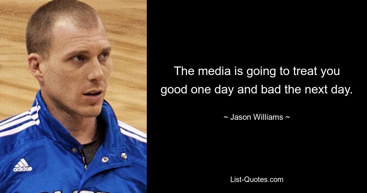 The media is going to treat you good one day and bad the next day. — © Jason Williams