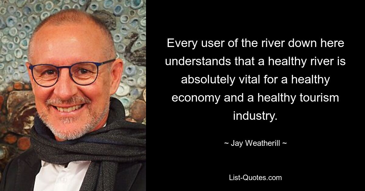 Every user of the river down here understands that a healthy river is absolutely vital for a healthy economy and a healthy tourism industry. — © Jay Weatherill