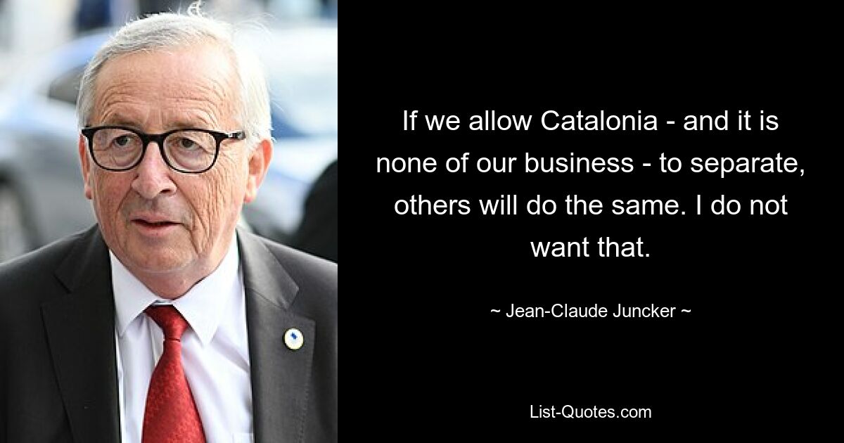 If we allow Catalonia - and it is none of our business - to separate, others will do the same. I do not want that. — © Jean-Claude Juncker