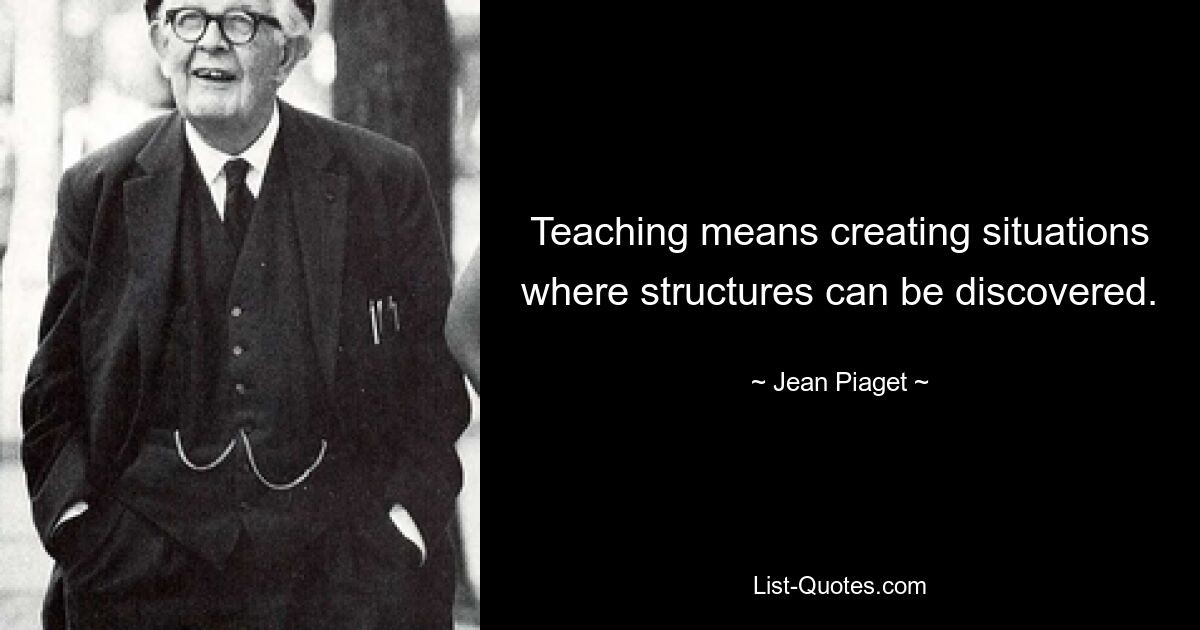 Teaching means creating situations where structures can be discovered. — © Jean Piaget