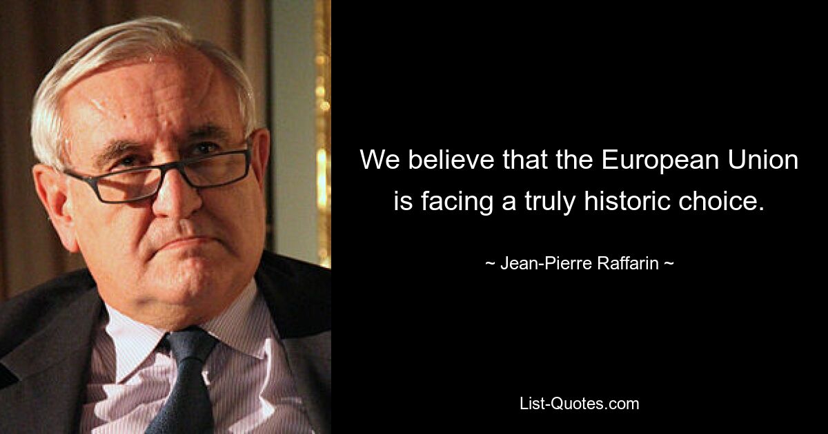 We believe that the European Union is facing a truly historic choice. — © Jean-Pierre Raffarin