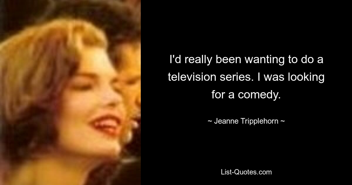 I'd really been wanting to do a television series. I was looking for a comedy. — © Jeanne Tripplehorn