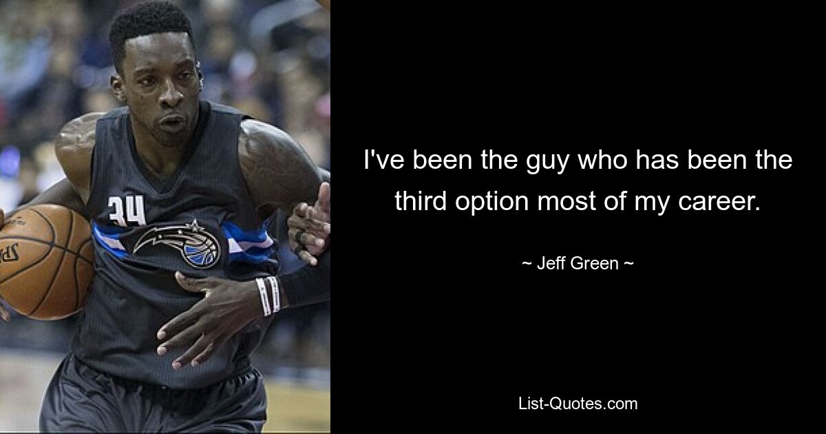 I've been the guy who has been the third option most of my career. — © Jeff Green