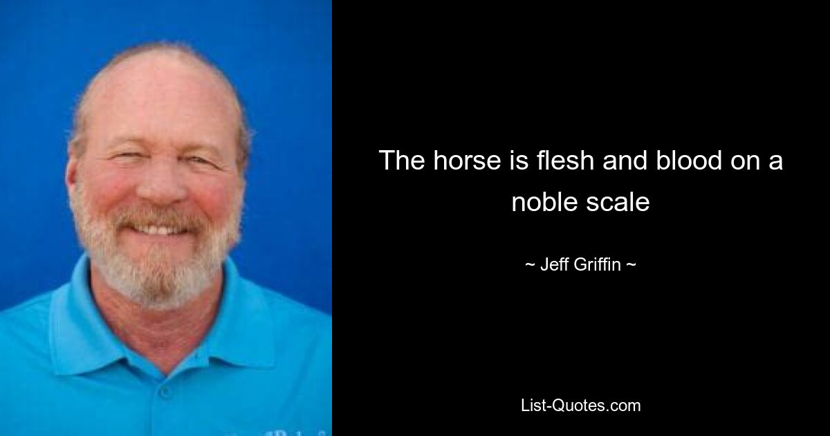 The horse is flesh and blood on a noble scale — © Jeff Griffin